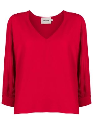 Neriage Mensa plissé-effect blouse - Red