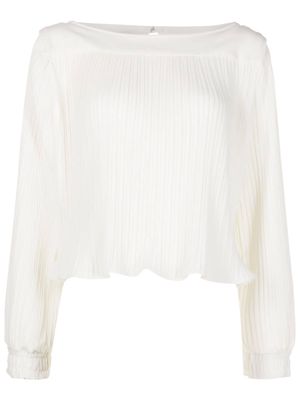 Neriage pleated open-back blouse - White