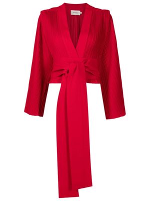 Neriage Rio plissé tied-waist kimono - Red