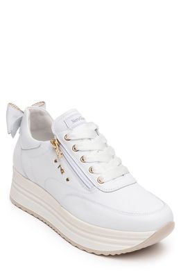 NeroGiardini Bow Platform Sneaker in White