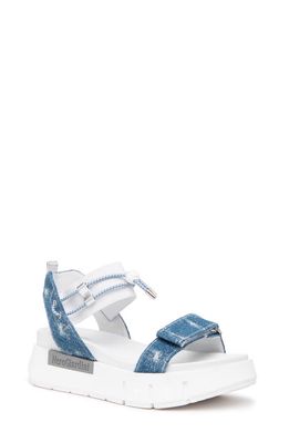 NeroGiardini Bungee Sporty Platform Sandal in Denim /White