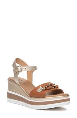 NeroGiardini Chain Ankle Strap Platform Wedge Sandal in Brown 