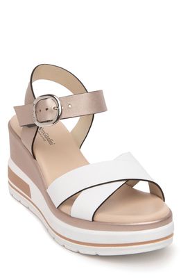 NeroGiardini Platform Wedge Sandal in White/Rose