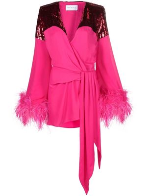 NERVI sequinned-panel wrap dress - Pink