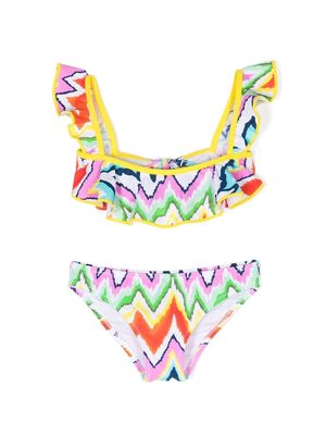 Nessi Byrd Kids Akeno zigzag print bikini set - Multicolour