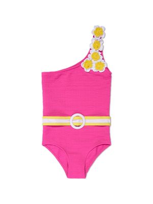 Nessi Byrd Kids crinkled one-shoulder swimsuit - Pink