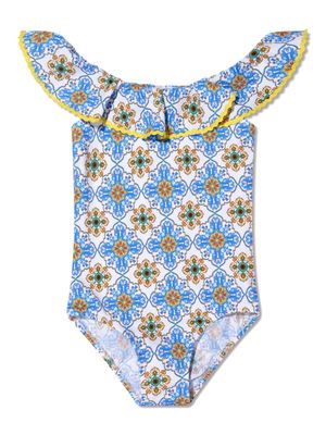 Nessi Byrd Kids Fenty geometric-print swimsuit - Blue