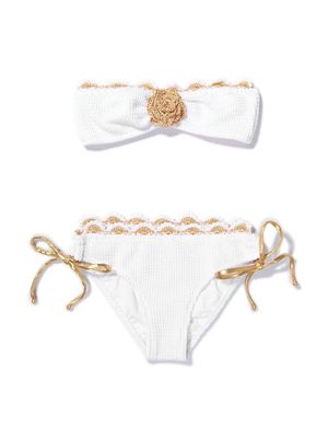 Nessi Byrd Kids floral-appliqué bikini set - White