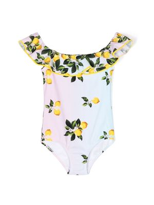 Nessi Byrd Kids lemon-print swimsuit - Multicolour