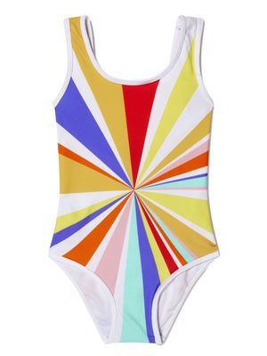 Nessi Byrd Kids pinwheel-pattern one-piece swimsuit - White