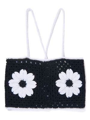 Nessi Byrd Kids sequin-detail crochet cropped top - Black