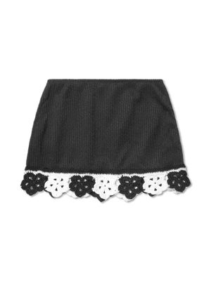 Nessi Byrd Kids Sonna Black crochet-flower mini skirt