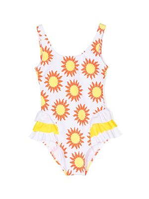 Nessi Byrd Kids Ursula sun-print swimsuit - White
