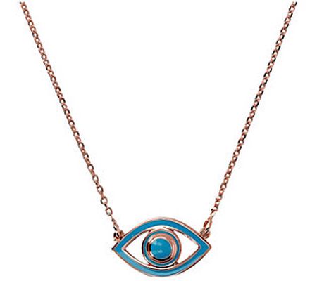 Netali Nissim Enamel Evil Eye Necklace, 18K Ros e Gold Plated