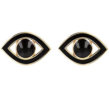Netali Nissim Enamel Evil Eye Stud Earrings, 18 K Gold Plated