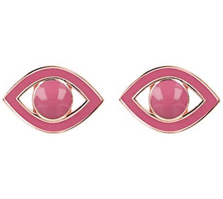 Netali Nissim Enamel Evil Eye Stud Earrings, 18 K Rose Plated