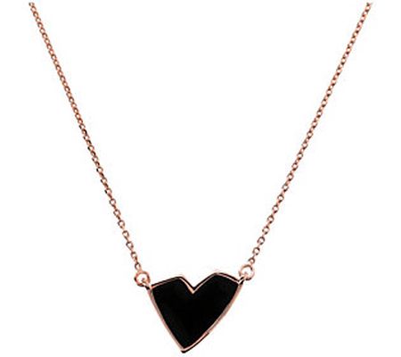 Netali Nissim Enamel Heart Necklace, 18K R ose lated