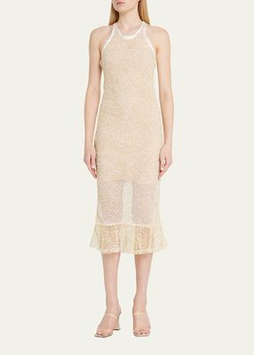 Netted Sequin-Embellished Midi Dress