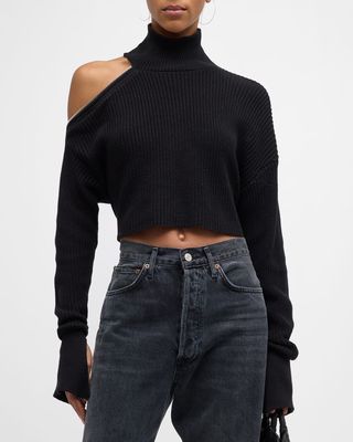 Neumi Cut-Out Turtleneck Cropped Sweater