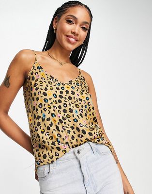 Never Fully Dressed cami top in leopard confetti print - part of a set-Brown