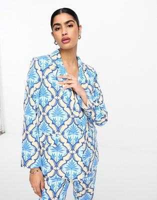 Never Fully Dressed dynasty suit blazer in blue print - part of a set