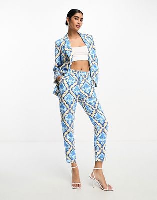 Never Fully Dressed dynasty suit pants in blue print - part of a set