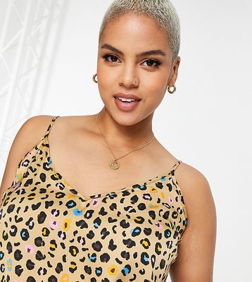 Never Fully Dressed Plus cami top in leopard confetti - part of a set-Brown