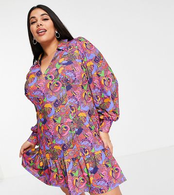 Never Fully Dressed Plus floral mini dress in purple