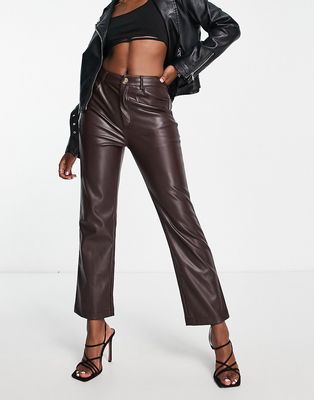 Never Fully Dressed PU pants in chocolate brown