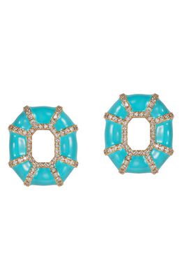 NeverNoT Grab 'n' Go Diamond Enamel Drop Earrings in Blue