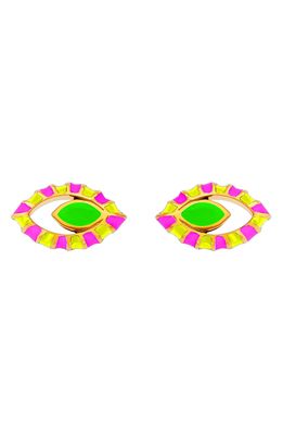 NeverNoT Life in Color Mini Eye Stud Earrings in Neon Green