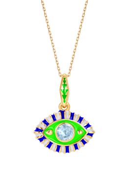 NeverNoT Life in Color Topaz Eye Pendant Necklace in Neon Green