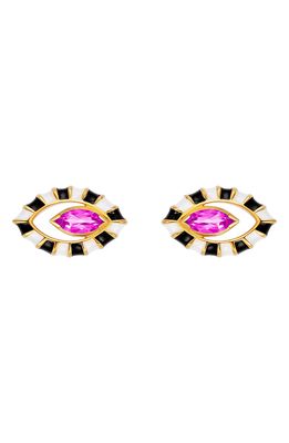 NeverNoT Life in Color Topaz Eye Stud Earrings in Black And White