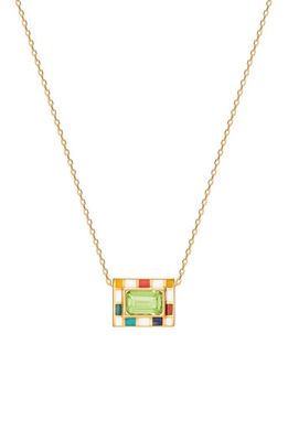 NeverNoT Mini Chess Pendant Necklace in Green/gold