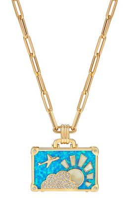 NeverNoT Travel Suitcase Pendant Necklace in Blue