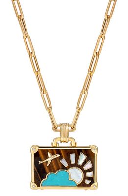NeverNoT Travel Suitcase Pendant Necklace in Brown