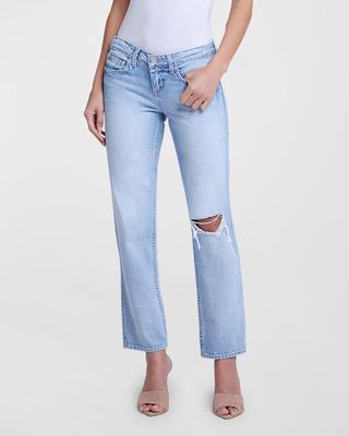 Nevia Low-Rise Distressed Straight Jeans