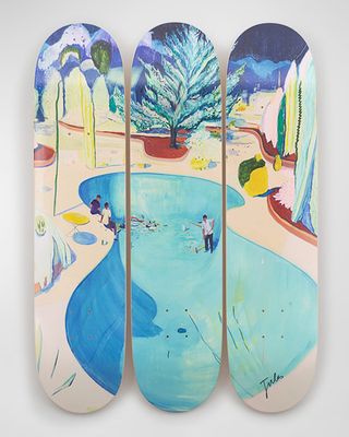 "New Arrivals" by Jules de Balincourt Skateboard Triptych Wall Art, Hand-Signed