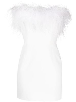 NEW ARRIVALS feather-trim mini dress - White