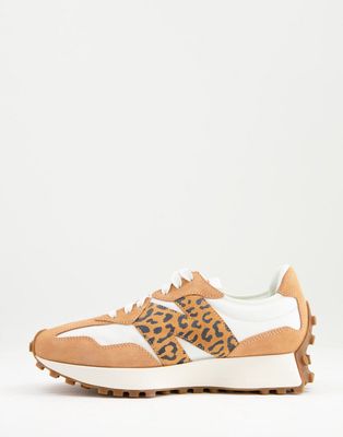 New Balance 327 sneakers in tan and leopard-Brown
