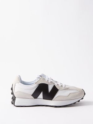 New Balance - 327 Suede And Mesh Trainers - Mens - White Black