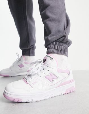 New Balance 550 sneakers in white with pink detail