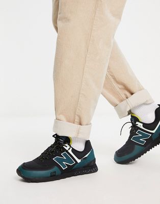 New Balance 574 Cordura sneakers in black and teal