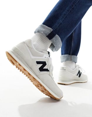New Balance 574 sneakers in white with black detail