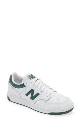 New Balance BB480 Basketball Sneaker in White/Night Watch Green