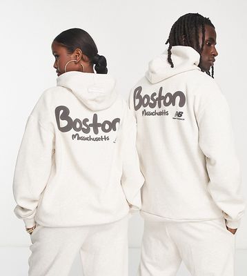 New Balance Boston unisex hoodie in cream-Gray