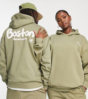 New Balance Boston unisex hoodie in olive green-Gray