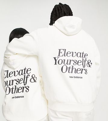 New Balance 'Elevate Yourself' hoodie in off white