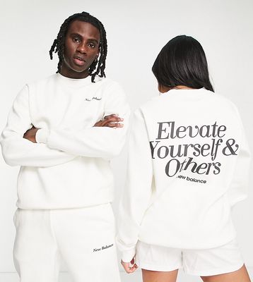 New Balance 'Elevate Yourself' unisex sweatshirt in off white