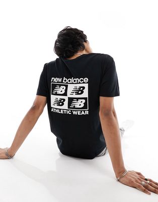 New Balance Essentials back print T-shirt in black